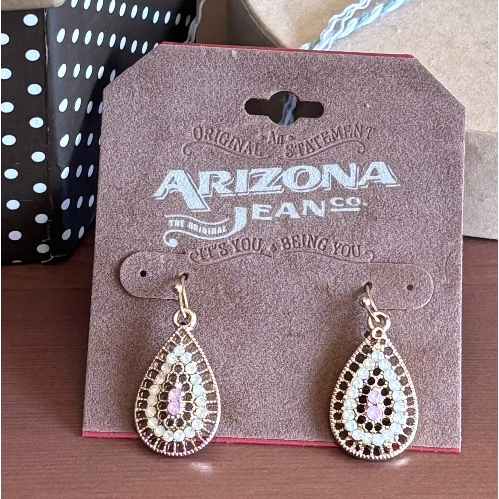 Bedazzled Gold Tone Tear Drop Earrings